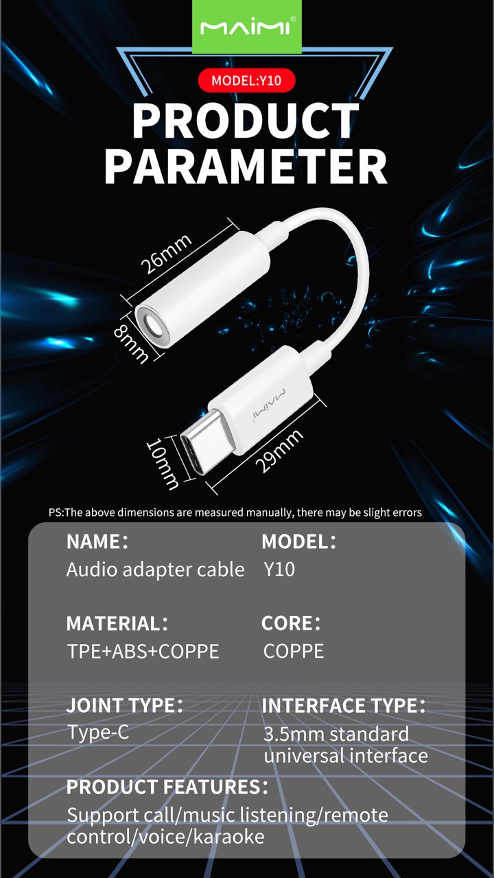 Y10 Headphone Jack Adapter Y10 Headphone Jack Adapter