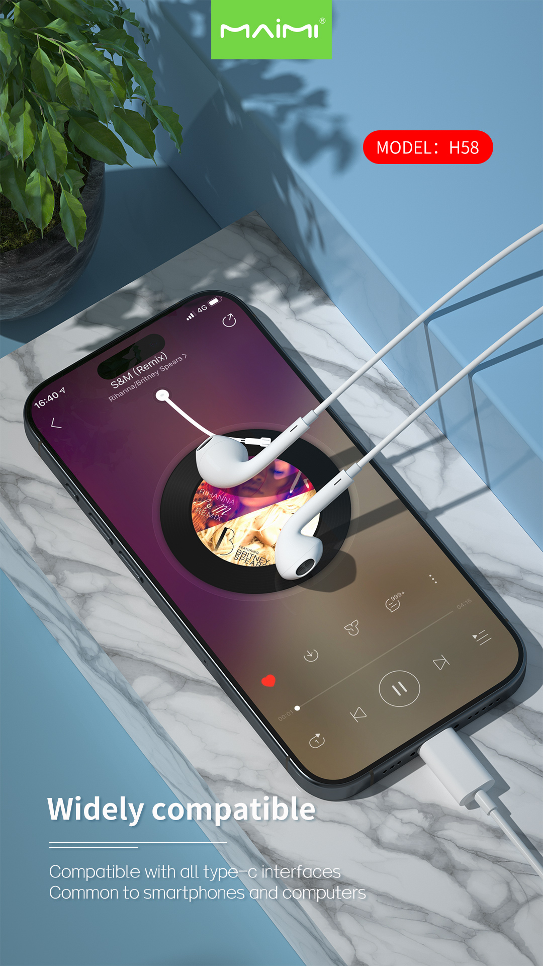 H58 Type-C Wired Earphone