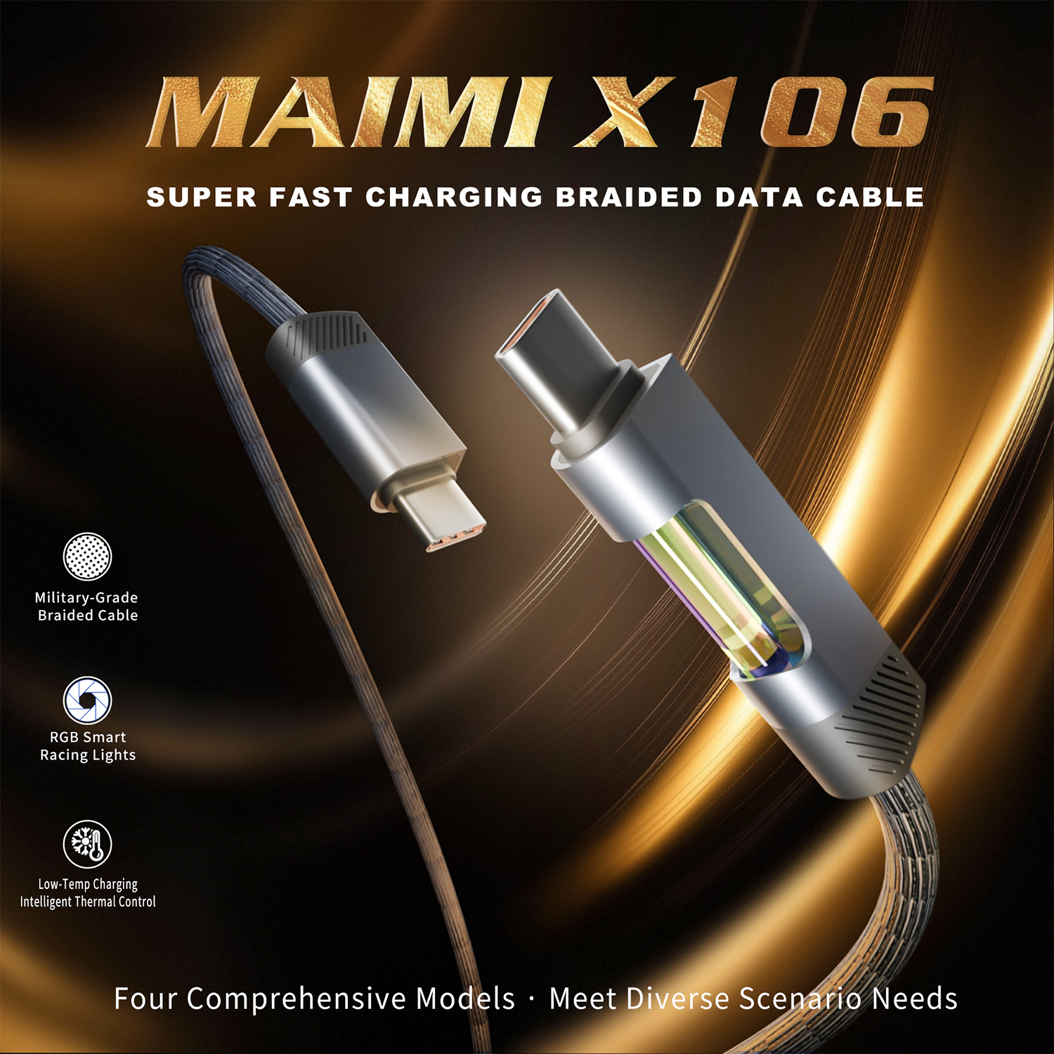 X106 Colorful Lamp Braided Fast Charging Data Cable X106 Colorful Lamp Braided Fast Charging Data Cable