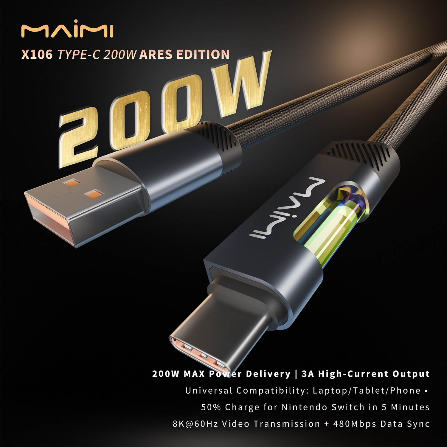 X106 Colorful Lamp Braided Fast Charging Data Cable X106 Colorful Lamp Braided Fast Charging Data Cable