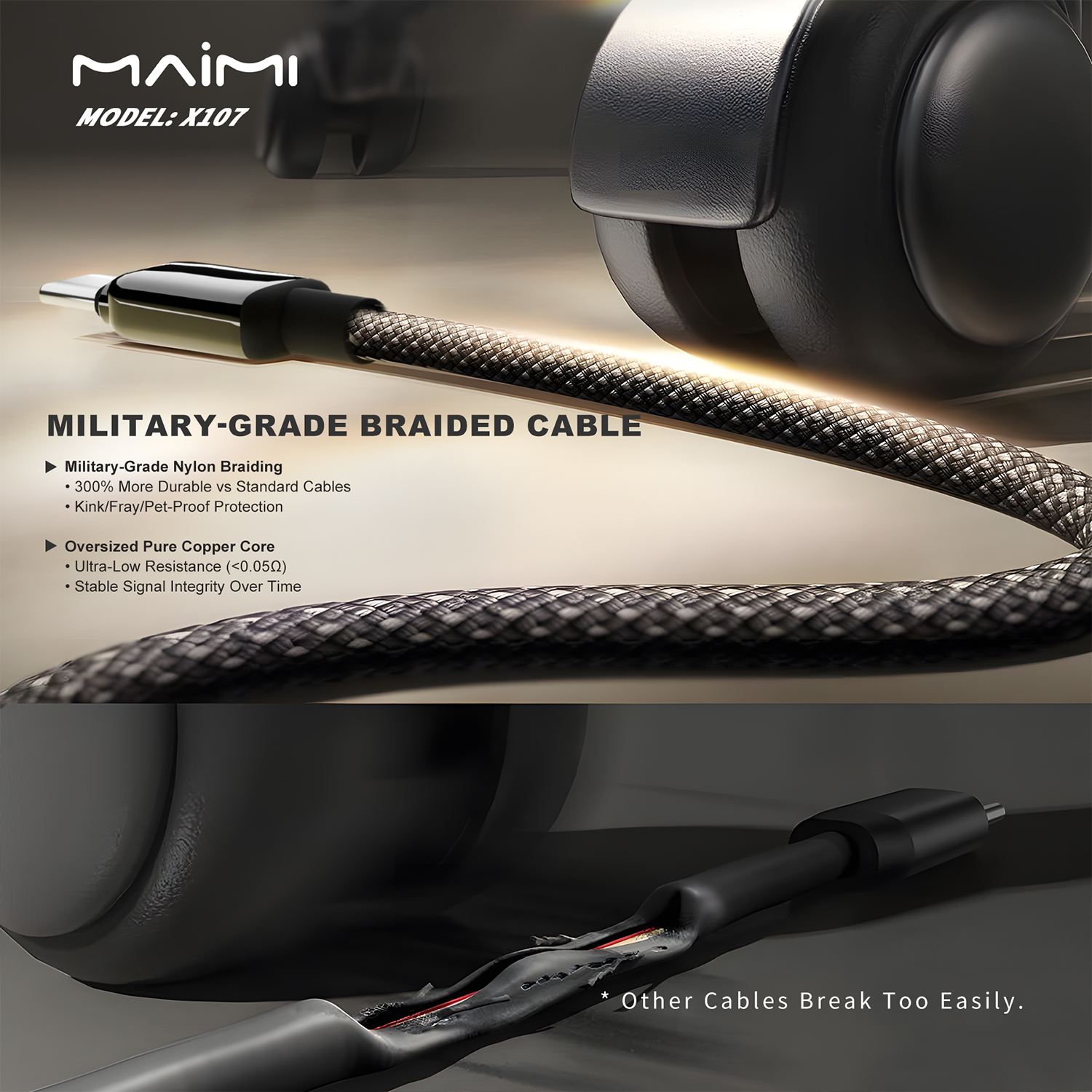 X107 Zinc Alloy Braided Data Cable X107 Zinc Alloy Braided Data Cable