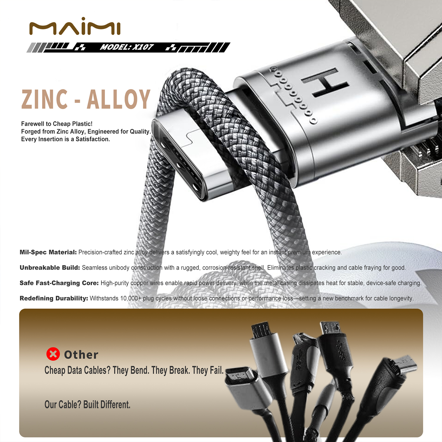 X107 Zinc Alloy Braided Data Cable X107 Zinc Alloy Braided Data Cable