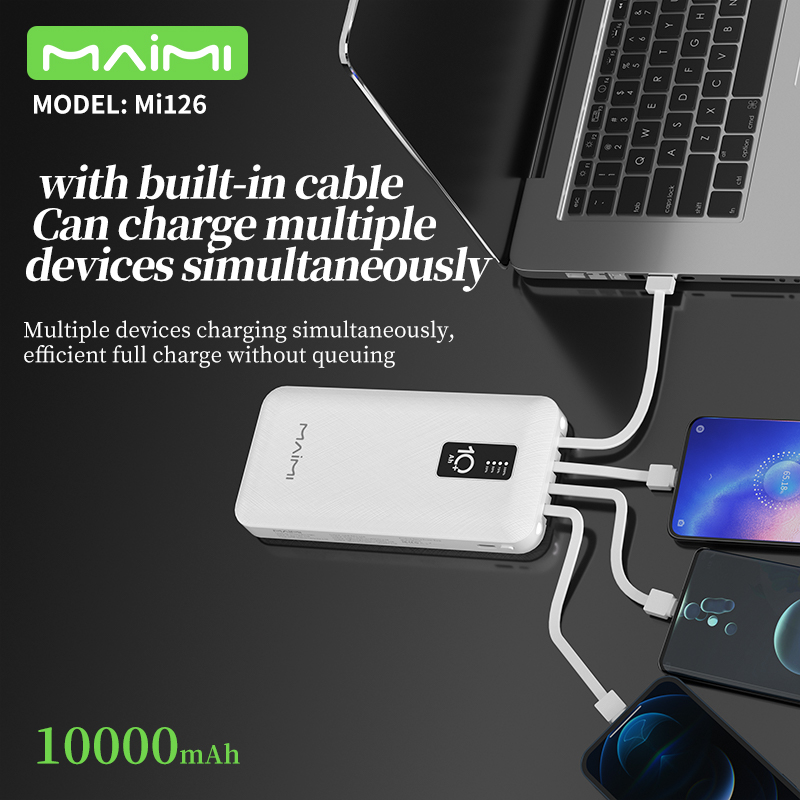 Maimi MI126 10000mAh Power Bank with Built-in Cable and Phone Holder ...