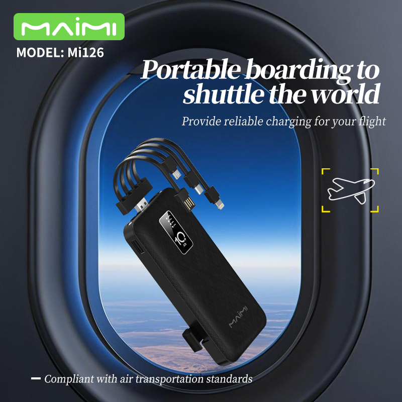 Maimi MI126 10000mAh Power Bank with Built-in Cable and Phone Holder