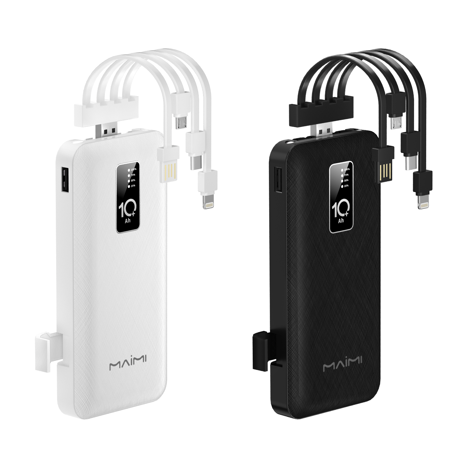 Maimi MI126 10000mAh Power Bank with Built-in Cable and Phone Holder