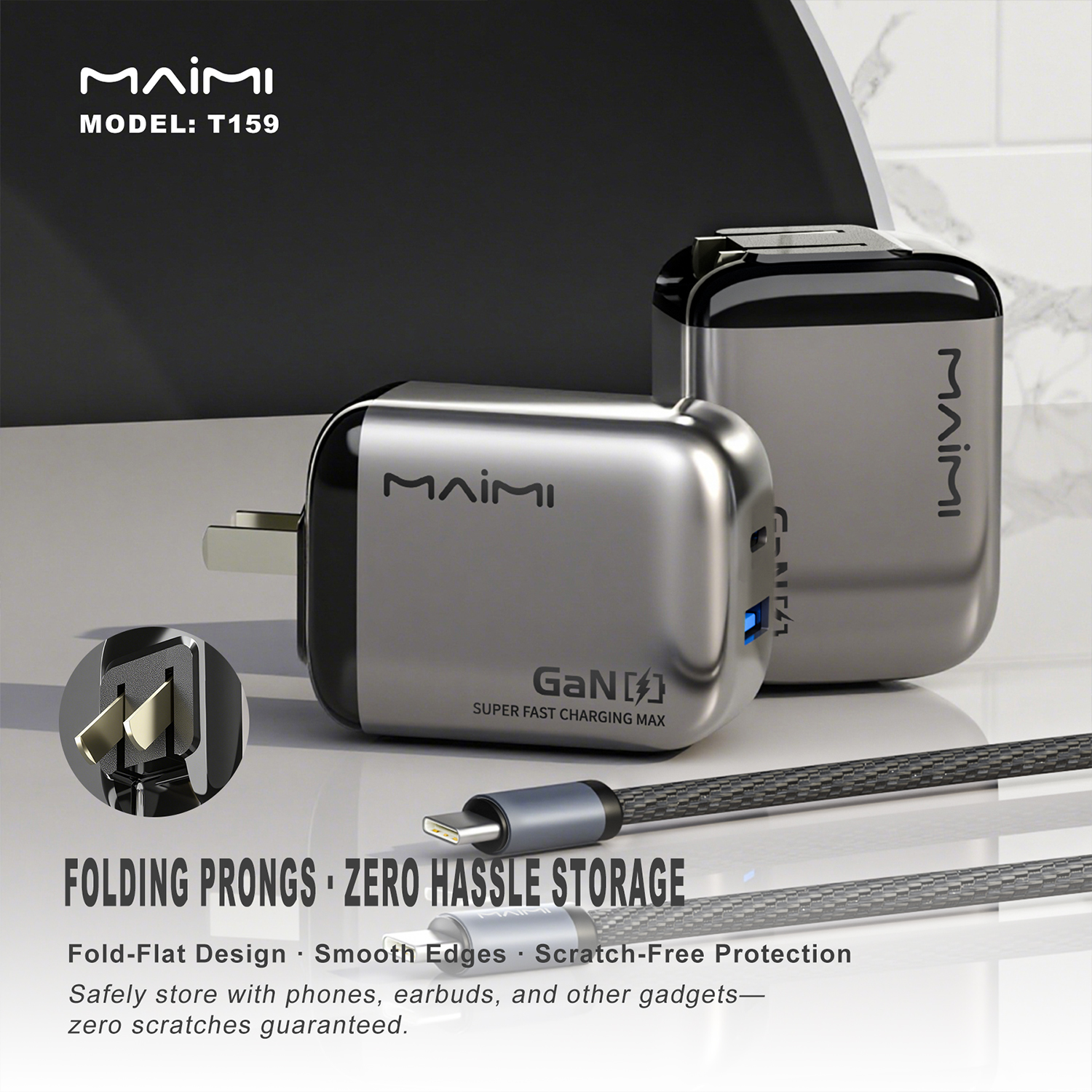 Maimi T173 30W A+C Folding Foot Charger Set US Maimi T173 30W A+C Folding Foot Charger Set US