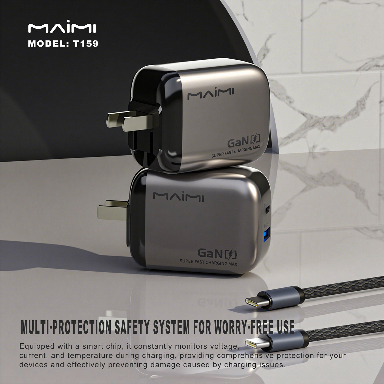 Maimi T173 30W A+C Folding Foot Charger Set US Maimi T173 30W A+C Folding Foot Charger Set US