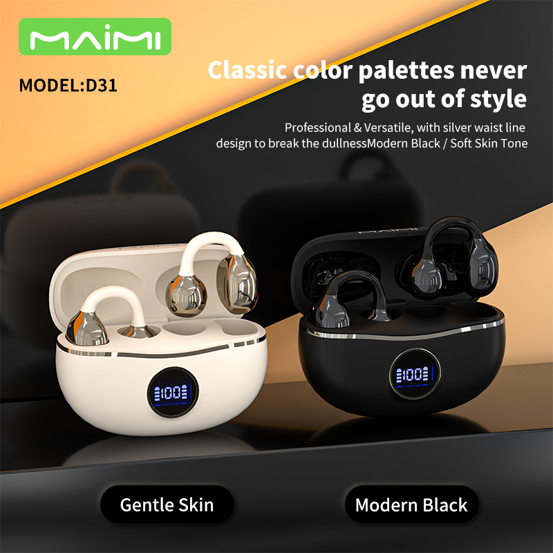 Maimi D31 Ear Clip Bluetooth Earbuds V6.0 | Open-Ear Design with LED Display & Long Battery Life