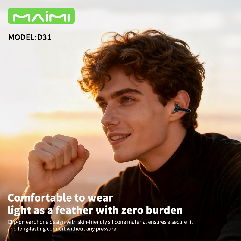 Maimi D31 Ear Clip Bluetooth Earbuds V6.0 | Open-Ear Design with LED Display & Long Battery Life