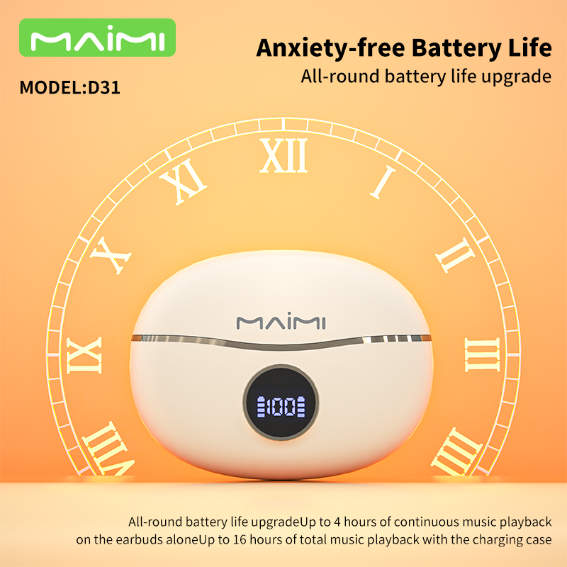 Maimi D31 Ear Clip Bluetooth Earbuds V6.0 | Open-Ear Design with LED Display & Long Battery Life