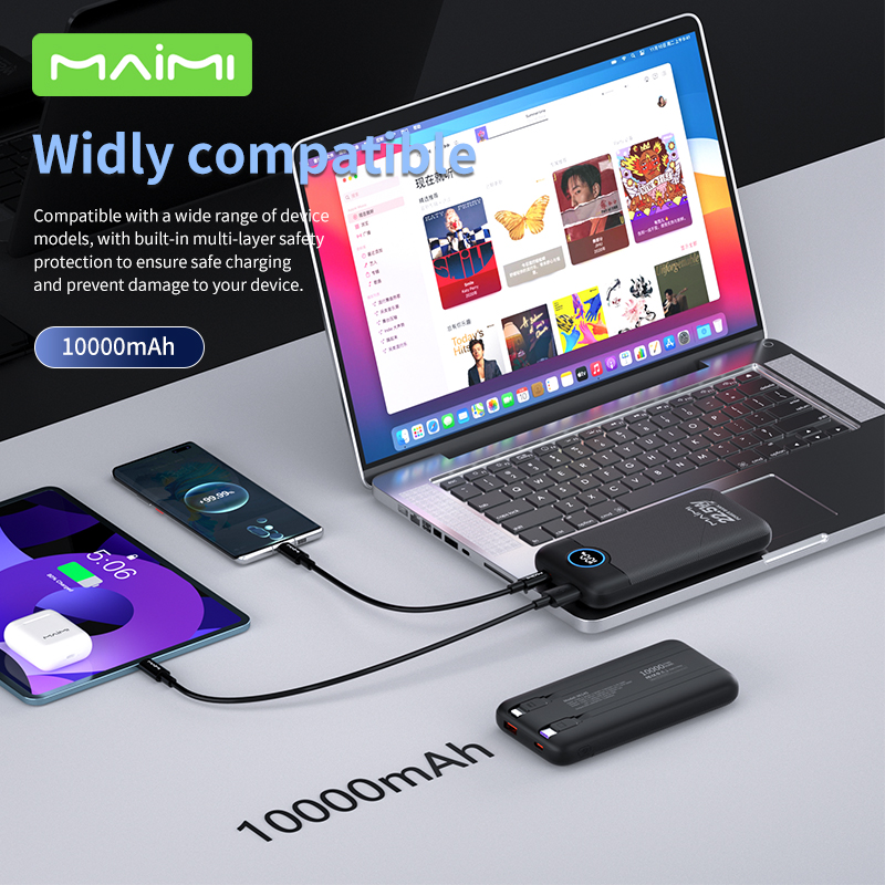 10000mAh Fast Charging Power Bank with Built-in Type-C & Lightning Cables | 20W PD Portable Charger 10000mAh Fast Charging Power Bank with Built-in Type-C & Lightning Cables | 20W PD Portable Charger
