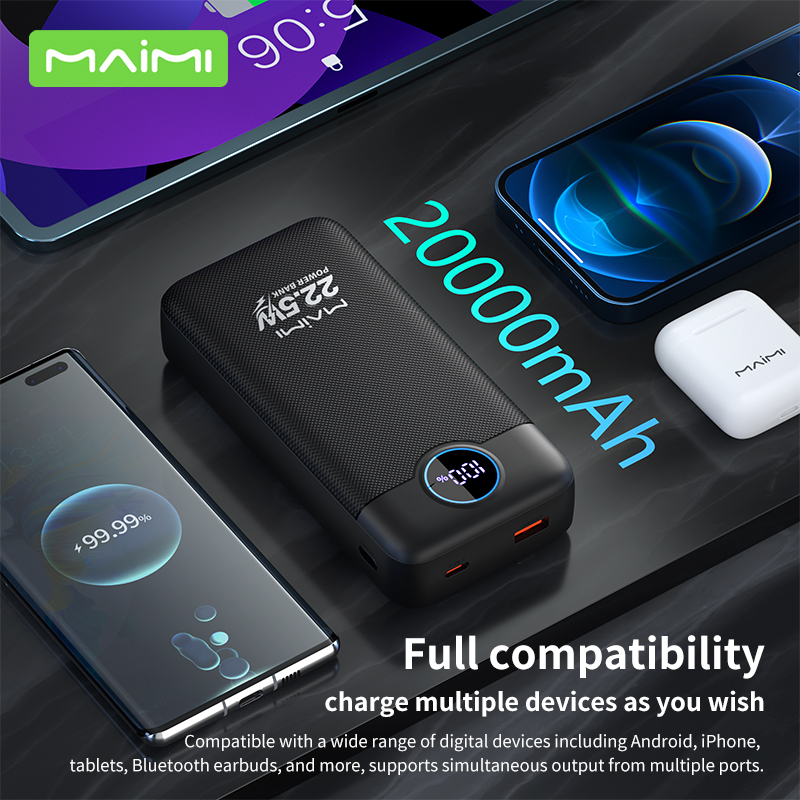 20000mAh Fast Charging Power Bank with Built-in Type-C & Lightning Cables | 22.5W Portable Charger 20000mAh Fast Charging Power Bank with Built-in Type-C & Lightning Cables | 22.5W Portable Charger