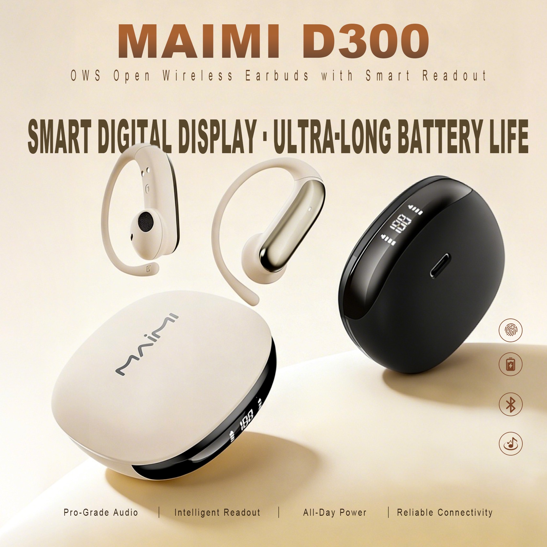 Bluetooth 6.0 Ear Hook Wireless Earbuds with LED Power Display | 18H Playtime Open-Ear Headphones Bluetooth 6.0 Ear Hook Wireless Earbuds with LED Power Display | 18H Playtime Open-Ear Headphones