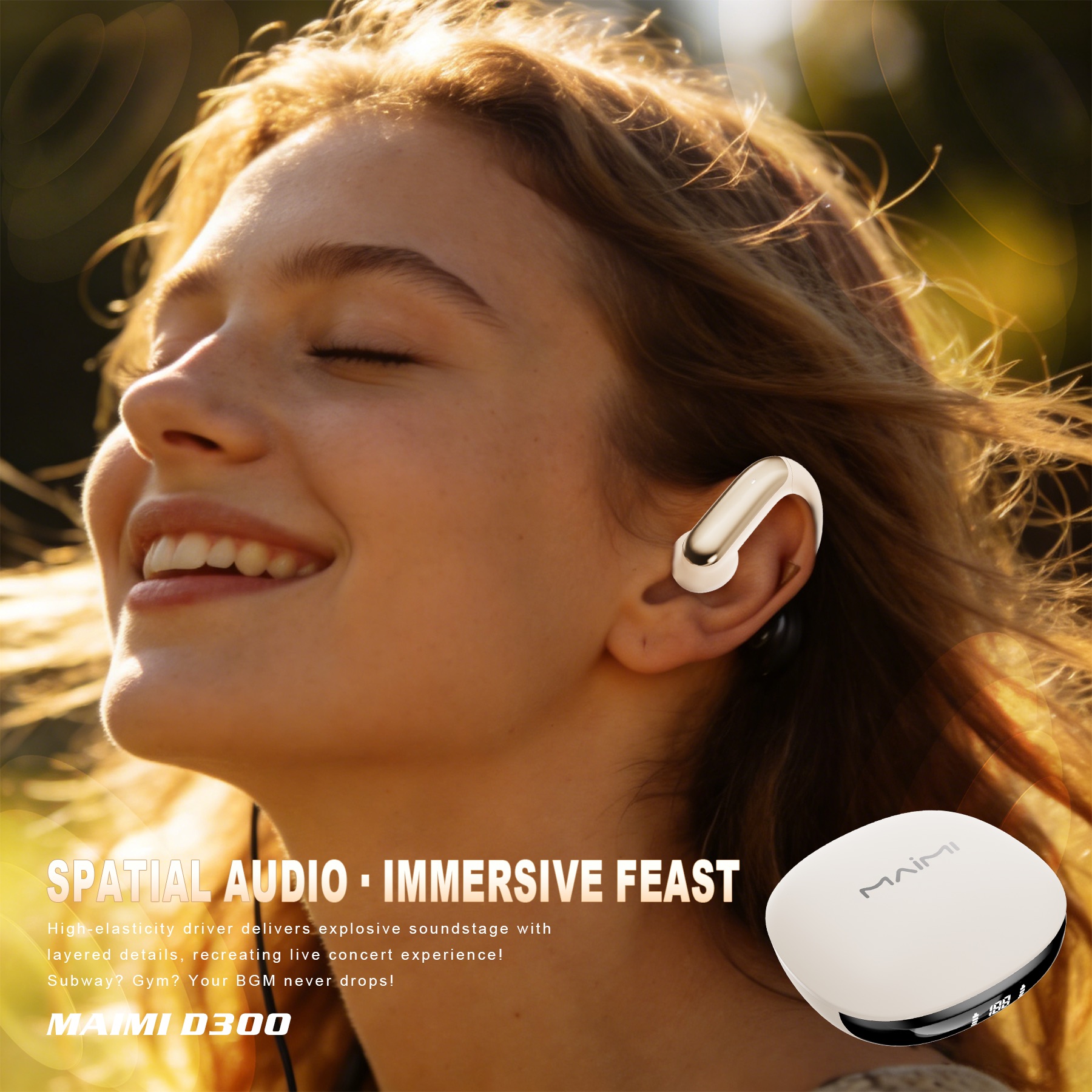 Bluetooth 6.0 Ear Hook Wireless Earbuds with LED Power Display | 18H Playtime Open-Ear Headphones Bluetooth 6.0 Ear Hook Wireless Earbuds with LED Power Display | 18H Playtime Open-Ear Headphones