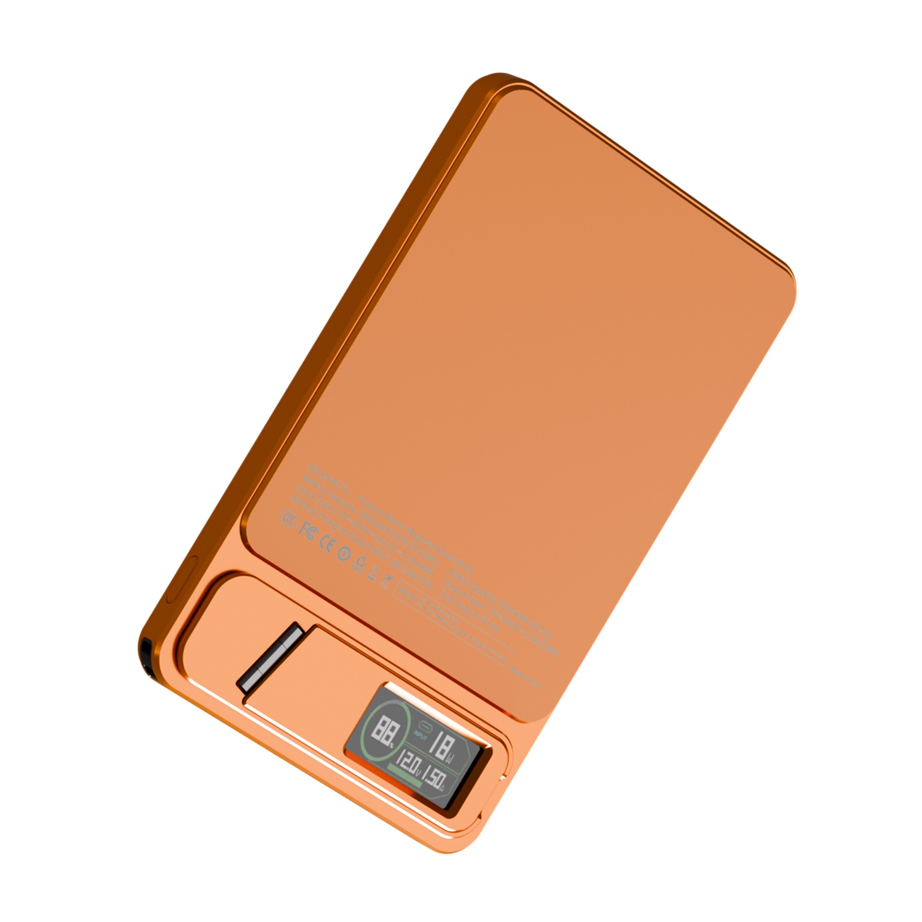 5000mAh Ultra Slim Magnetic Power Bank with Qi2 Wireless Charging & Foldable Stand