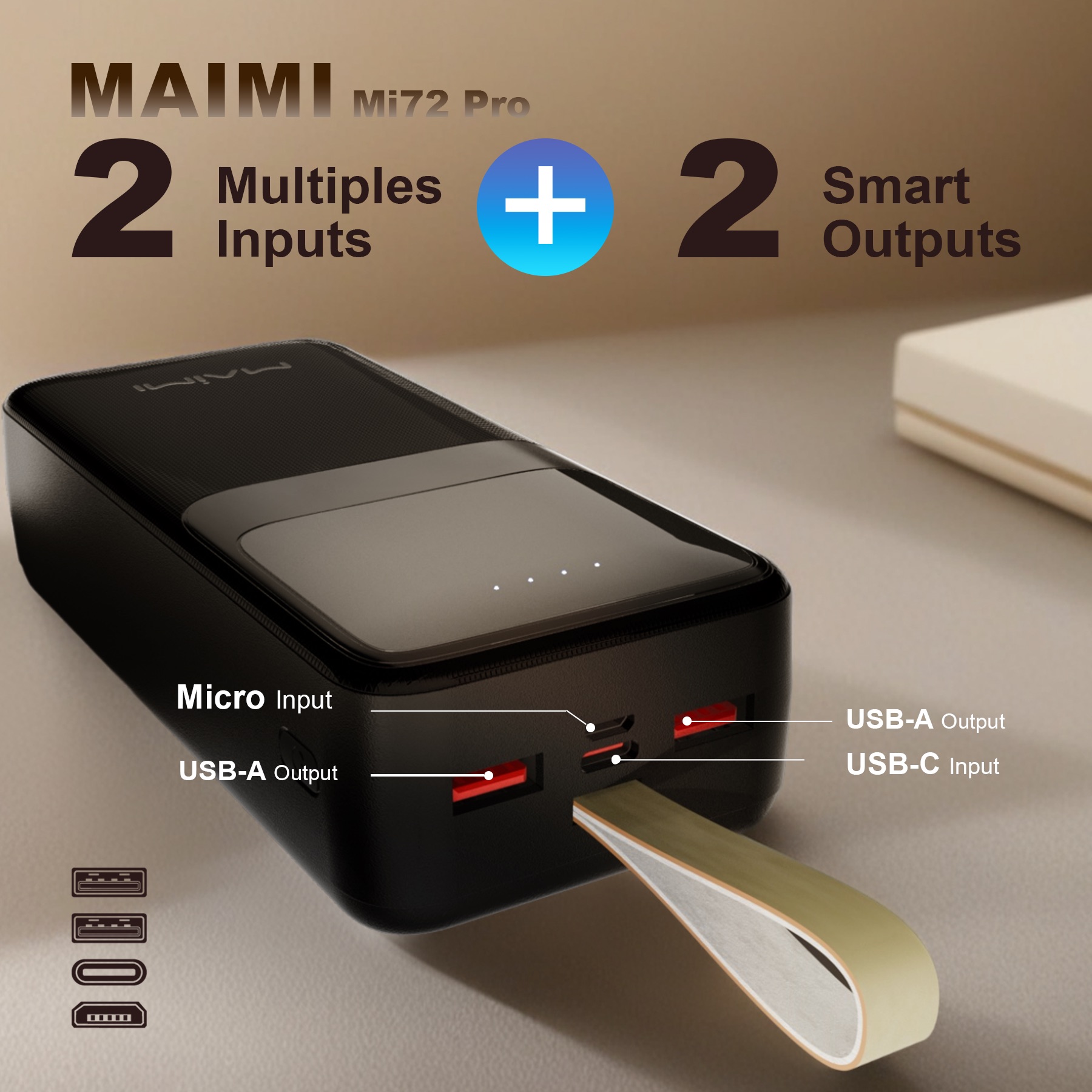 30000mAh Fast Charging Power Bank 22.5W | Portable Charger with USB-C & Dual USB Outputs