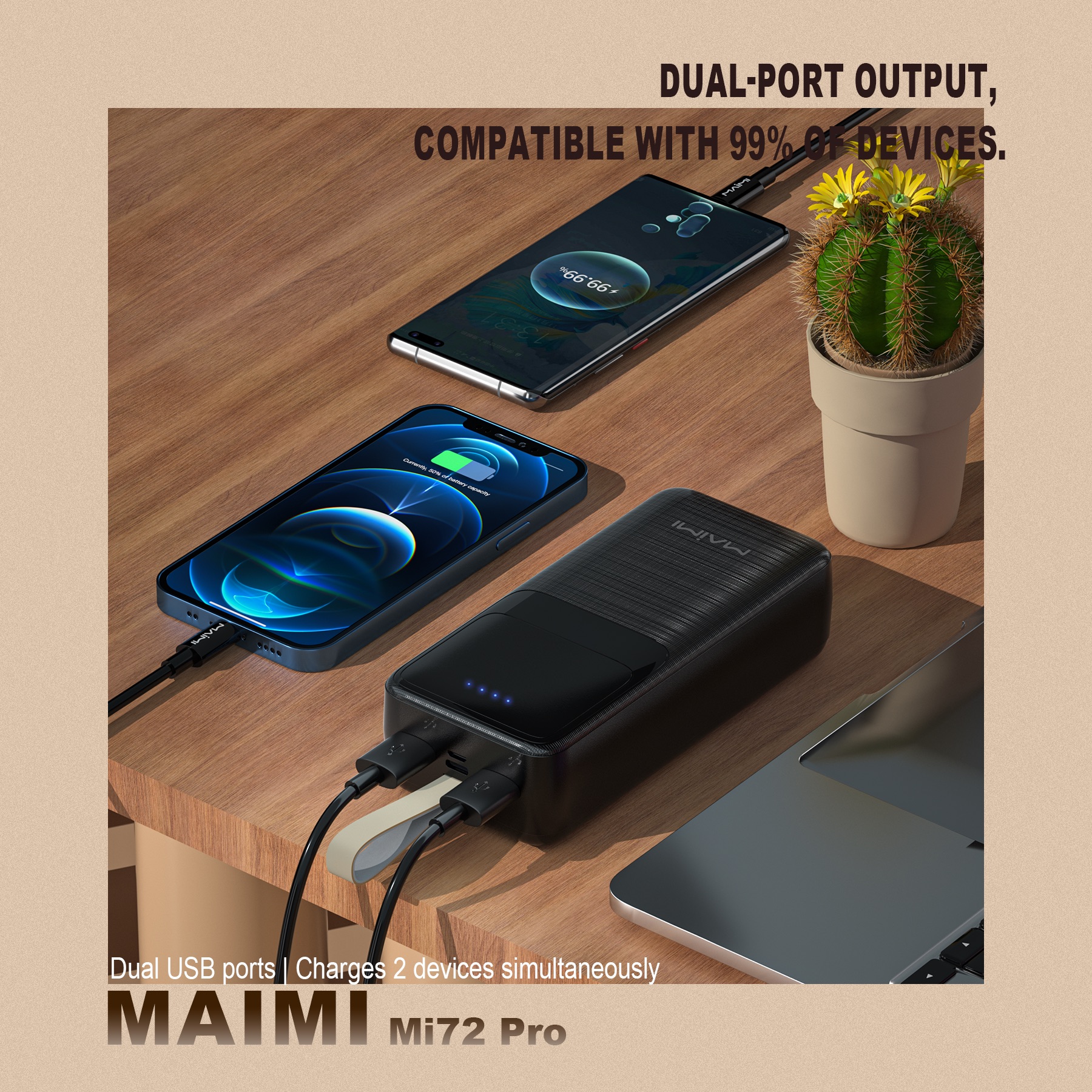 30000mAh Fast Charging Power Bank 22.5W | Portable Charger with USB-C & Dual USB Outputs