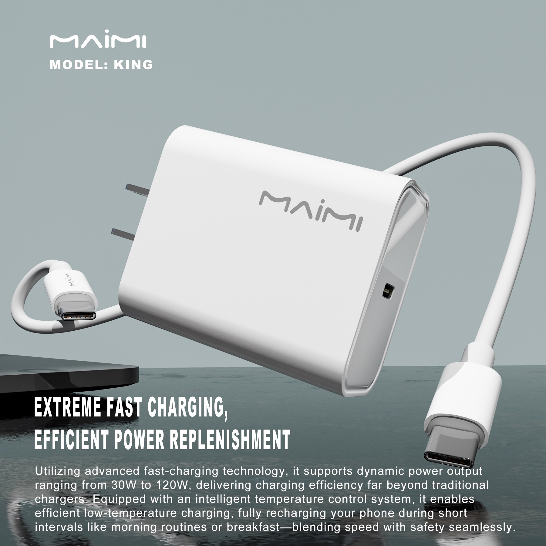 30W USB-C PD Fast Charger with 1M 60W USB-C to USB-C Cable | Fast Charging Charger Set