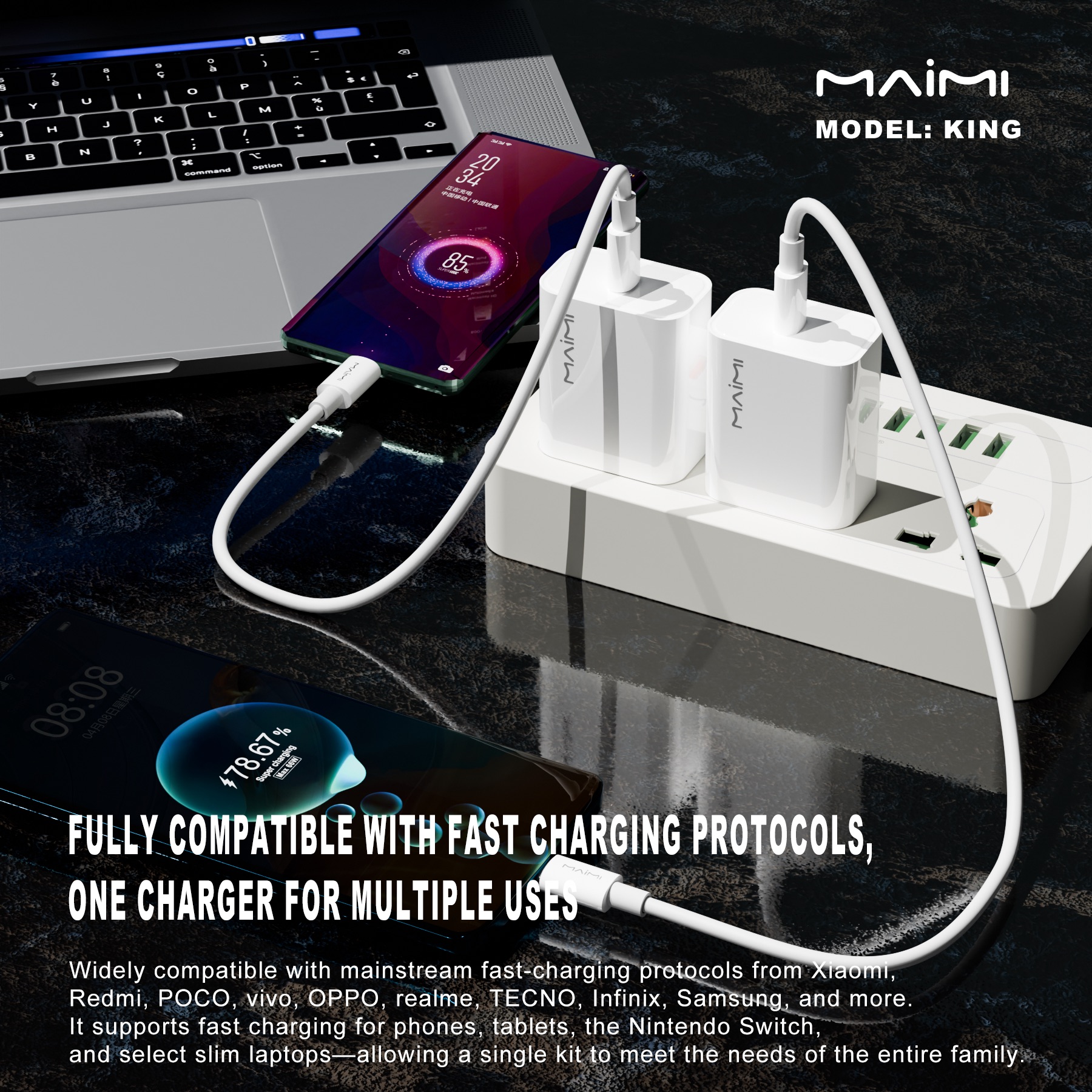 30W USB-C PD Fast Charger with 1M 60W USB-C to USB-C Cable | Fast Charging Charger Set