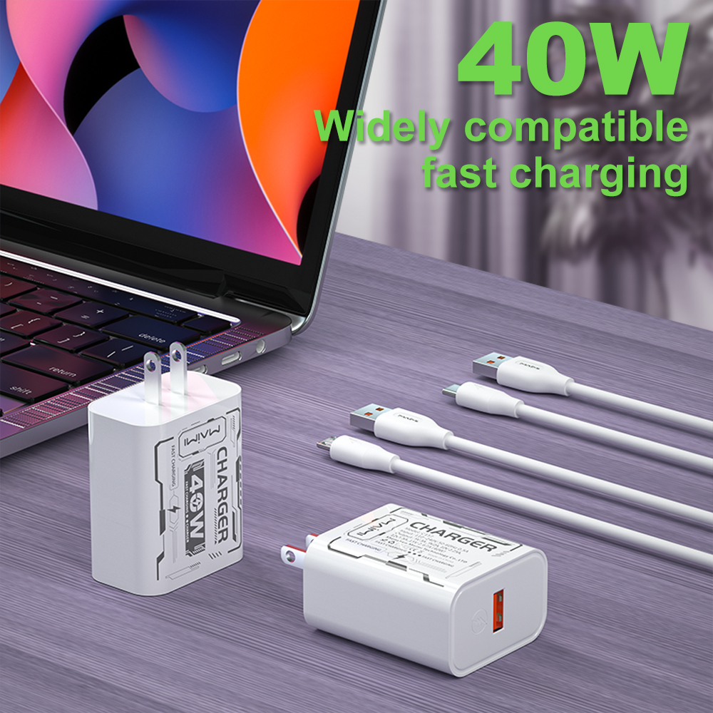 40W USB-A Fast Charger US Plug | Universal Fast Charging Wall Charger for iPhone & Android