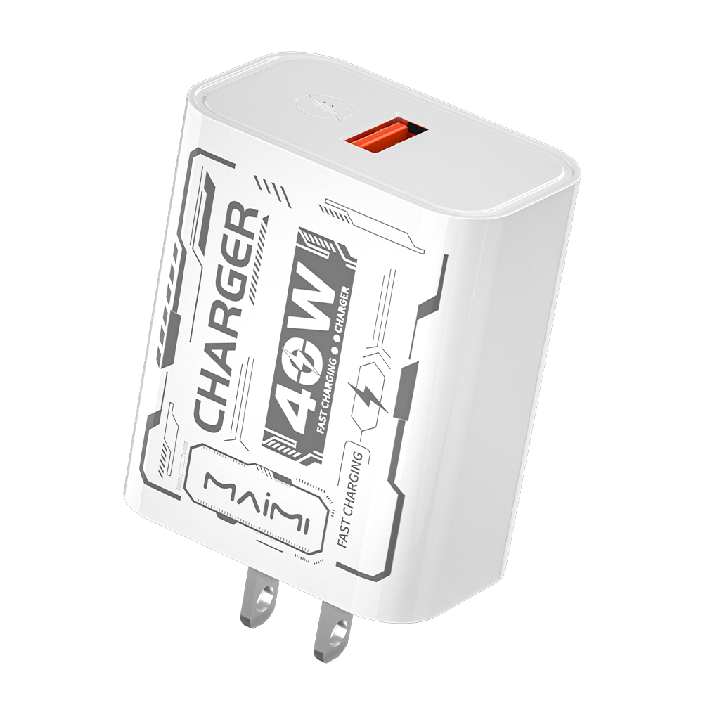 40W USB-A Fast Charger US Plug | Universal Fast Charging Wall Charger for iPhone & Android