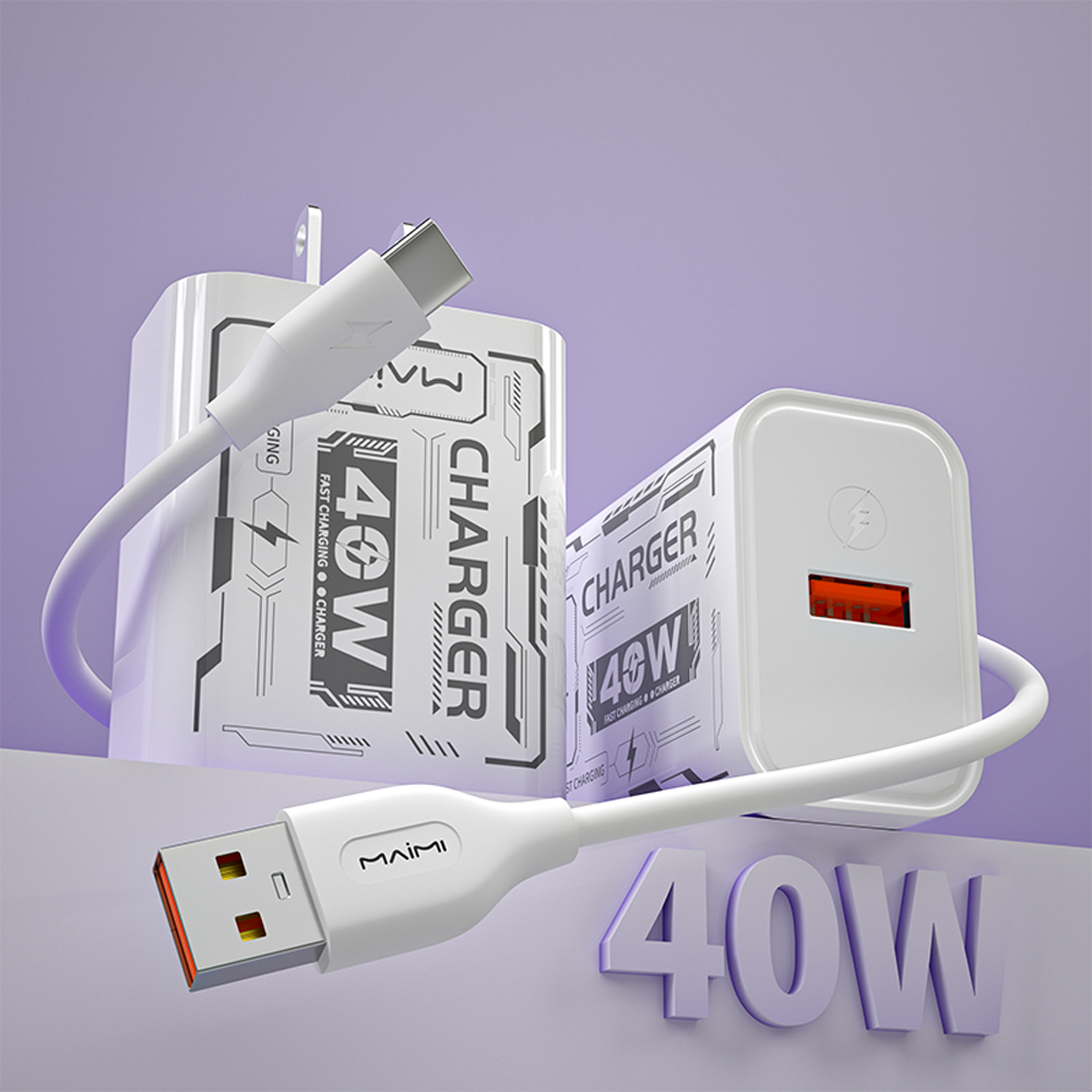 40W USB-A Fast Charger US Plug | Universal Fast Charging Wall Charger for iPhone & Android