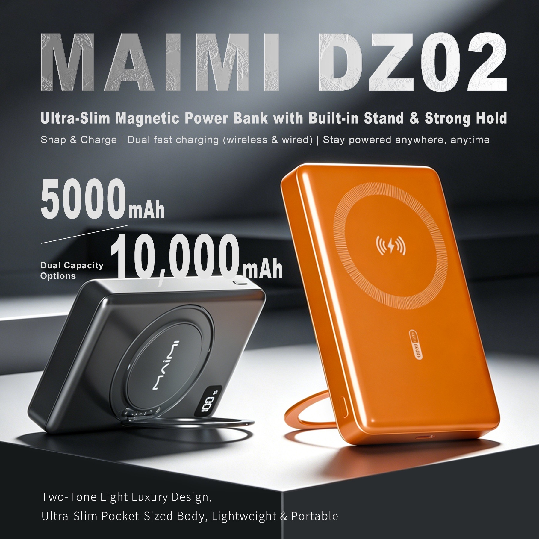 10000mAh Magnetic Wireless Power Bank with LED Display & 360° Rotating Stand | 15W Fast Charging 10000mAh Magnetic Wireless Power Bank with LED Display & 360° Rotating Stand | 15W Fast Charging