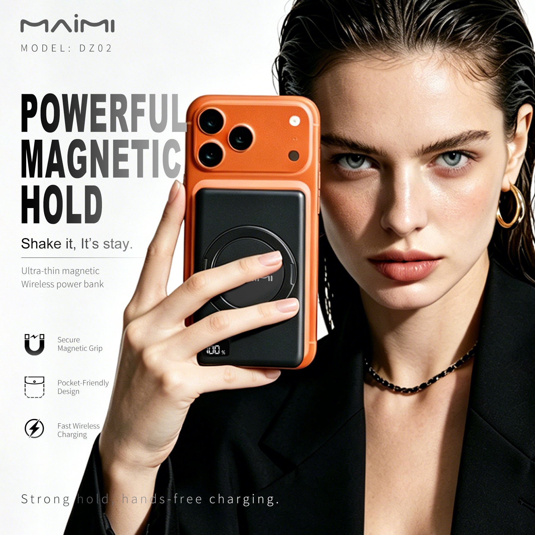 10000mAh Magnetic Wireless Power Bank with LED Display & 360° Rotating Stand | 15W Fast Charging 10000mAh Magnetic Wireless Power Bank with LED Display & 360° Rotating Stand | 15W Fast Charging