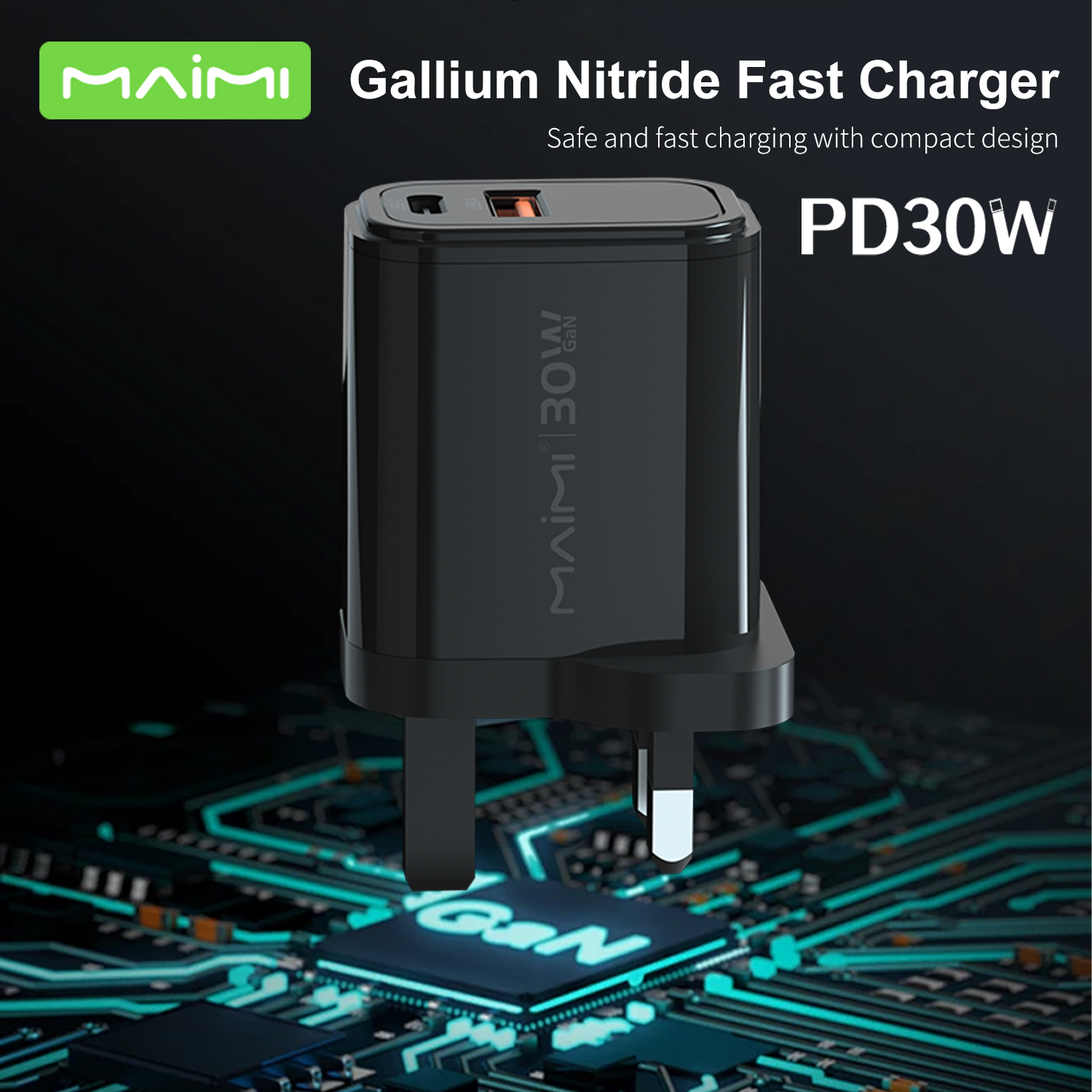 30W GaN USB-C + USB-A Fast Charger UK Plug | PD Wall Charger for iPhone 15/16/17 & Android 30W GaN USB-C + USB-A Fast Charger UK Plug | PD Wall Charger for iPhone 15/16/17 & Android
