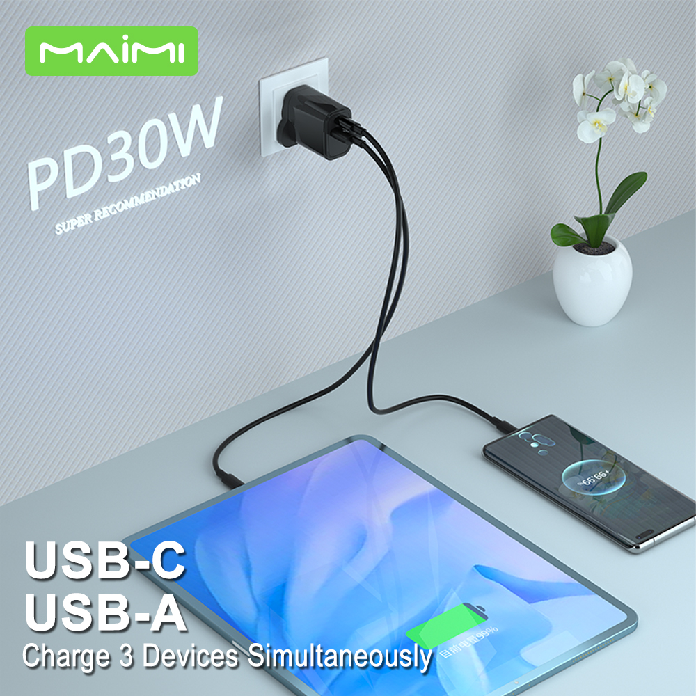 30W GaN USB-C + USB-A Fast Charger UK Plug | PD Wall Charger for iPhone 15/16/17 & Android 30W GaN USB-C + USB-A Fast Charger UK Plug | PD Wall Charger for iPhone 15/16/17 & Android