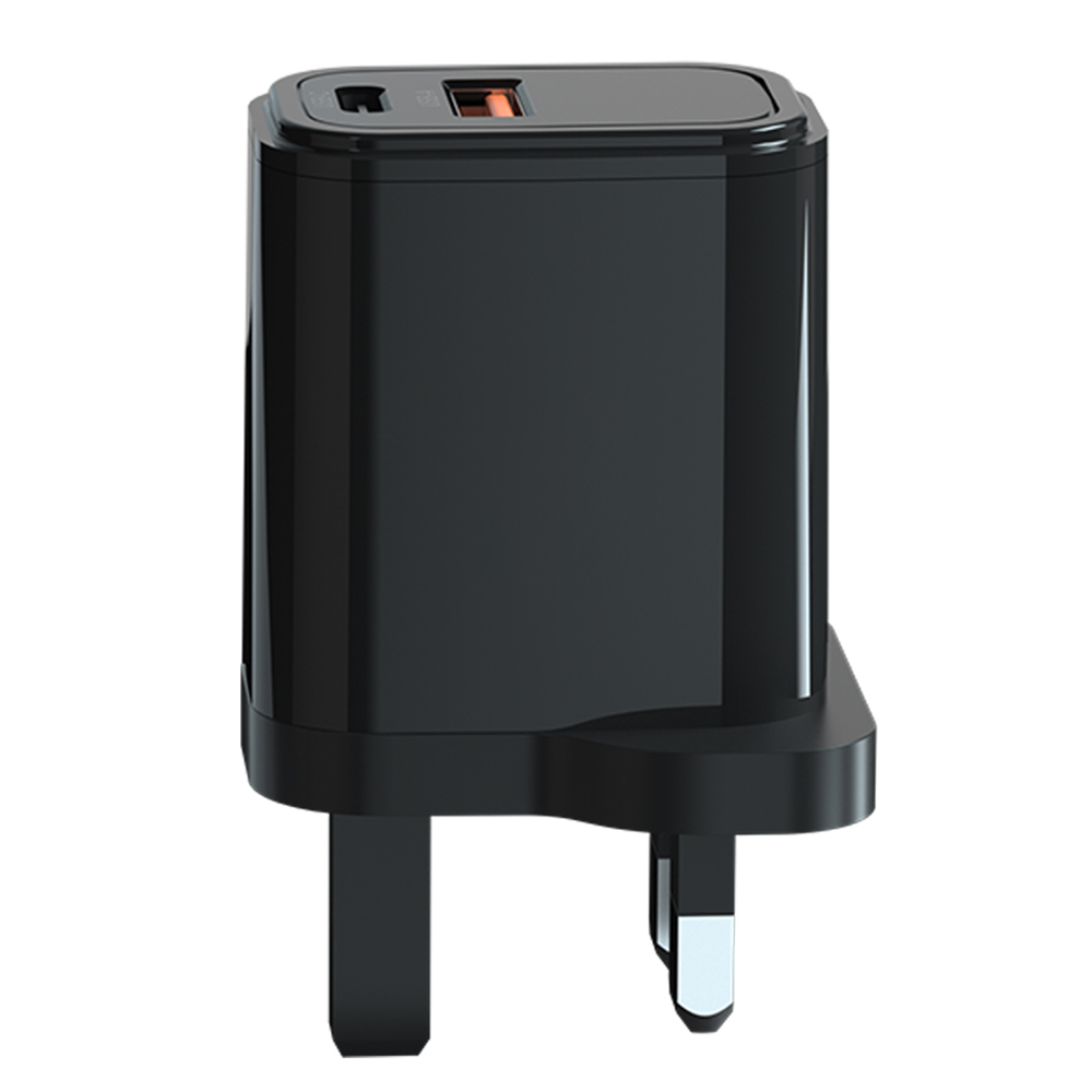 30W GaN USB-C + USB-A Fast Charger UK Plug | PD Wall Charger for iPhone 15/16/17 & Android