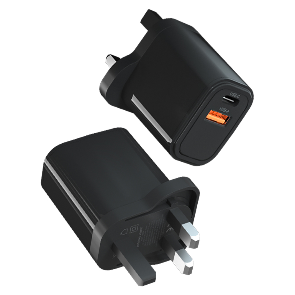 30W GaN USB-C + USB-A Fast Charger UK Plug | PD Wall Charger for iPhone 15/16/17 & Android