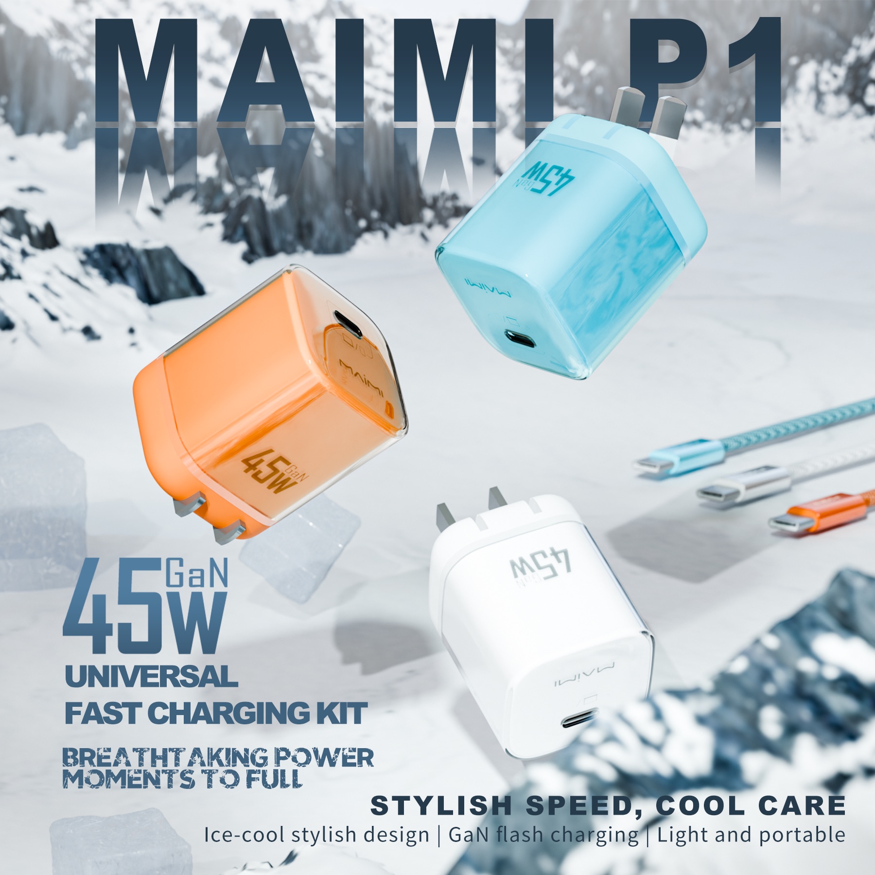 45W GaN Fast Charger with Foldable Plug | USB-C PD Wall Charger for iPhone, Samsung & Laptops