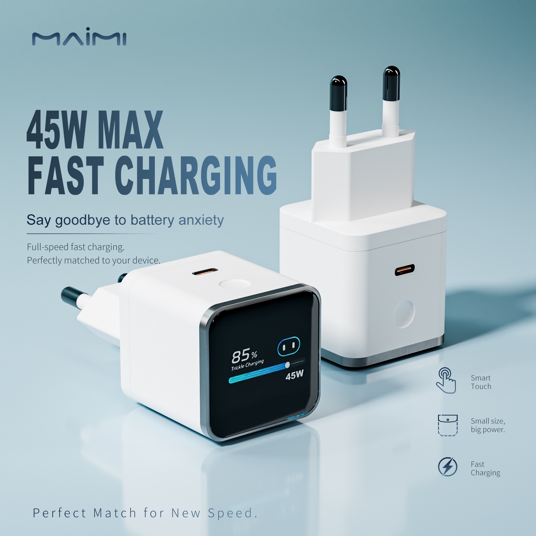 45W Smart Display GaN Charger with Screen | Mini USB-C PD Fast Charger for iPhone, Samsung & Laptop 45W Smart Display GaN Charger with Screen | Mini USB-C PD Fast Charger for iPhone, Samsung & Laptop