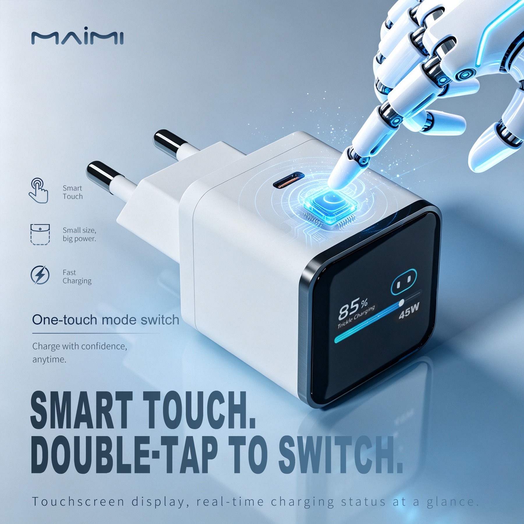 45W Smart Display GaN Charger with Screen | Mini USB-C PD Fast Charger for iPhone, Samsung & Laptop 45W Smart Display GaN Charger with Screen | Mini USB-C PD Fast Charger for iPhone, Samsung & Laptop