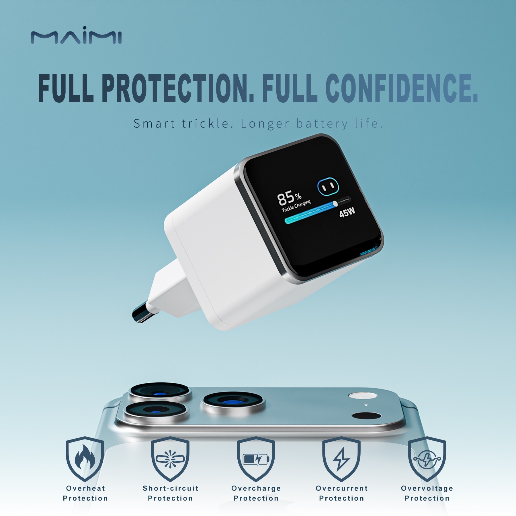 45W Smart Display GaN Charger with Screen | Mini USB-C PD Fast Charger for iPhone, Samsung & Laptop 45W Smart Display GaN Charger with Screen | Mini USB-C PD Fast Charger for iPhone, Samsung & Laptop