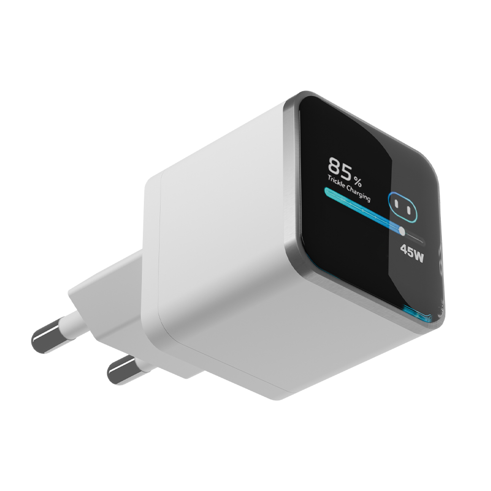 45W Smart Display GaN Charger with Screen | Mini USB-C PD Fast Charger for iPhone, Samsung & Laptop