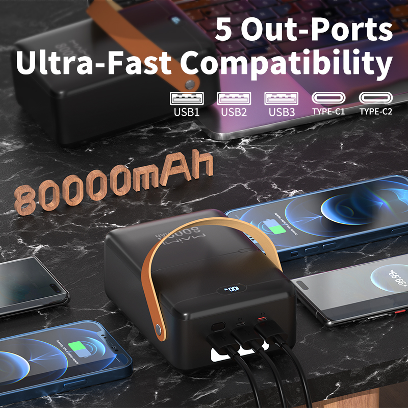 80000mAh Portable Power Bank with Digital Display | 22.5W Fast Charging Power Station for Outdoor 80000mAh Portable Power Bank with Digital Display | 22.5W Fast Charging Power Station for Outdoor