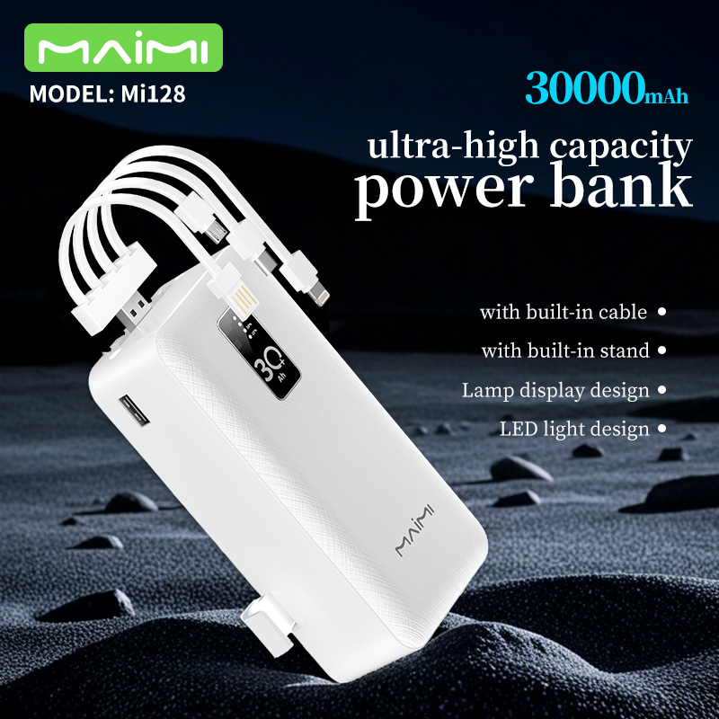 30000mAh Power Bank with Built-in Cables & Phone Stand | Portable Power Bank for Travel 30000mAh Power Bank with Built-in Cables & Phone Stand | Portable Power Bank for Travel