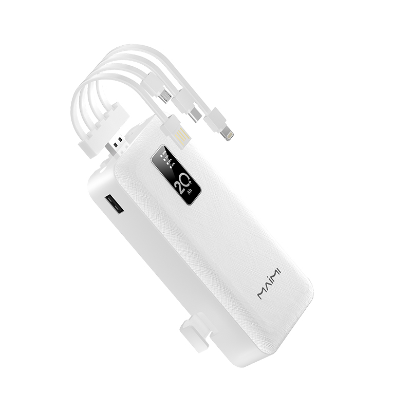 Maimi 20000mAh Power Bank with Built-in Cables & Phone Stand | Portable Charger for iPhone & Android