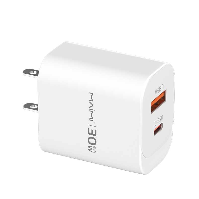 30W USB-C PD & USB-A Fast Charger US Plug | Wide Voltage Dual Port Wall Charger for iPhone & Android