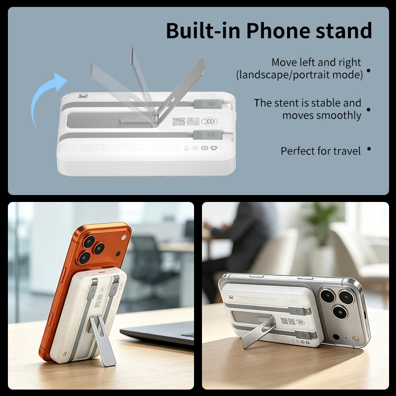 10000mAh Magnetic Wireless Power Bank with Built-in Cables | 20W PD & 15W Wireless Charging 10000mAh Magnetic Wireless Power Bank with Built-in Cables | 20W PD & 15W Wireless Charging