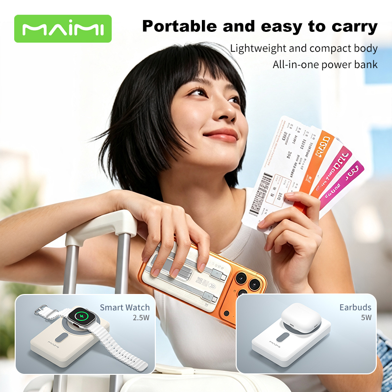 10000mAh Magnetic Wireless Power Bank with Built-in Cables | 20W PD & 15W Wireless Charging 10000mAh Magnetic Wireless Power Bank with Built-in Cables | 20W PD & 15W Wireless Charging