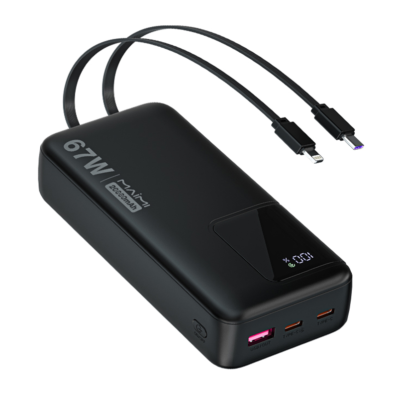 20000mAh Power Bank with Built-in USB-C & Lightning Cables | 22.5W Fast Charging Portable Charger