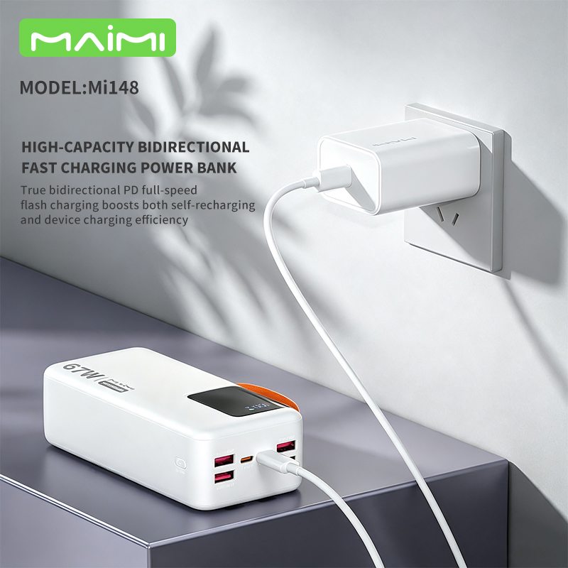 Maimi 30000mAh Power Bank with Built-in USB-C & Lightning Cables | 6-Output Portable Power Station