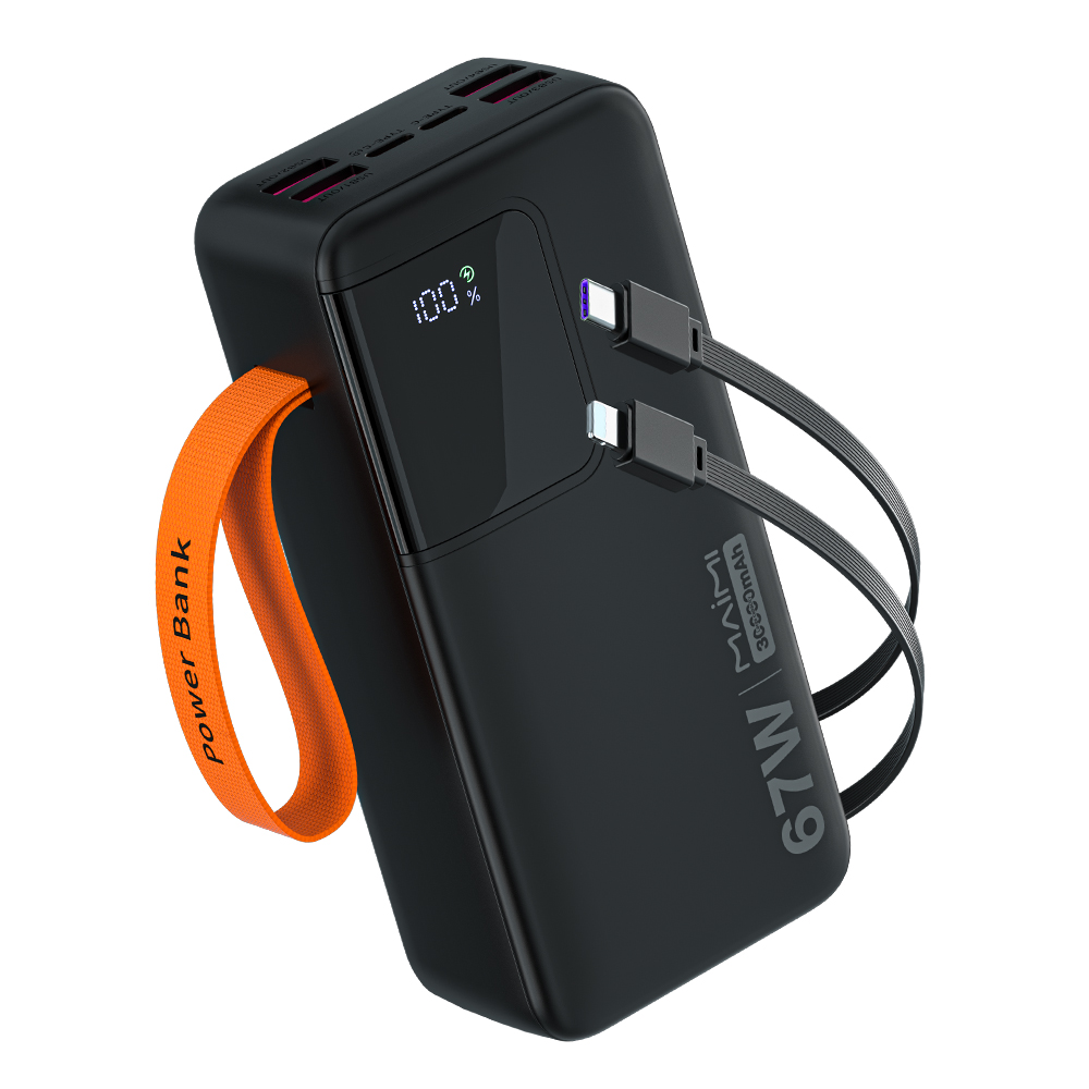 Maimi 30000mAh Power Bank with Built-in USB-C & Lightning Cables | 6-Output Portable Power Station