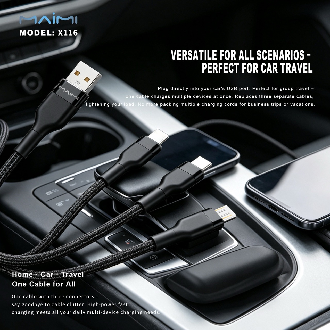 65W 3-in-1 Fast Charging Cable | USB-C, Lightning & Micro USB Multi Charging Cable | OEM/ODM 65W 3-in-1 Fast Charging Cable | USB-C, Lightning & Micro USB Multi Charging Cable | OEM/ODM