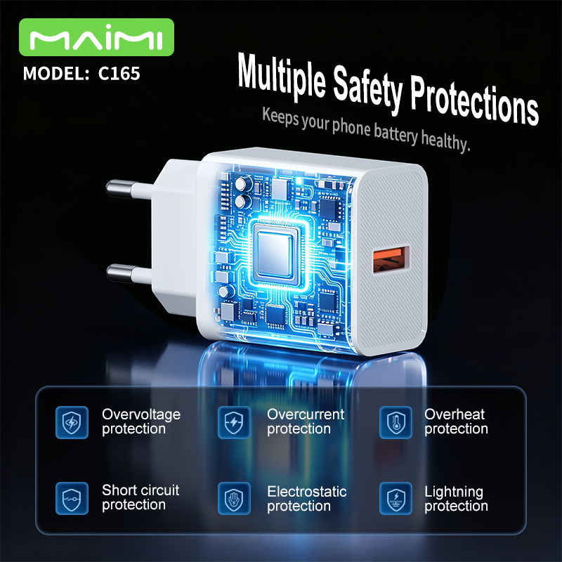 22.5W EU Fast Charger Manufacturer | Single USB-A QC Charger Block| Maimi 22.5W EU Fast Charger Manufacturer | Single USB-A QC Charger Block| Maimi