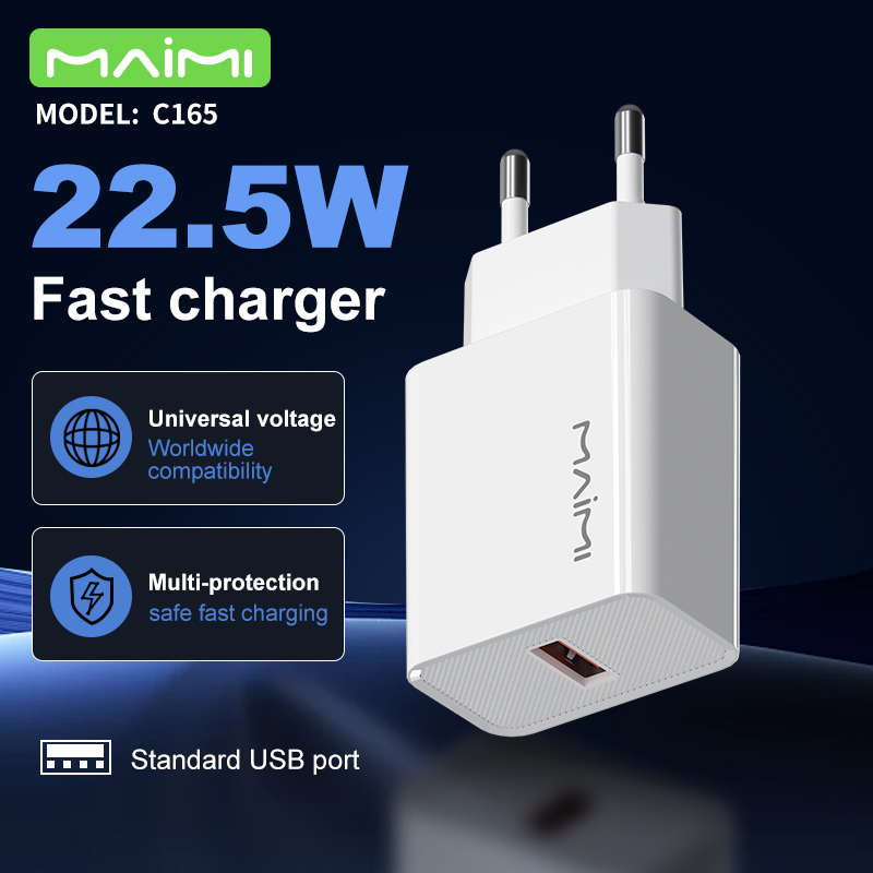 22.5W EU Fast Charger Manufacturer | Single USB-A QC Charger Block| Maimi 22.5W EU Fast Charger Manufacturer | Single USB-A QC Charger Block| Maimi