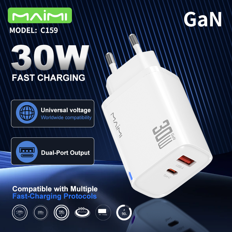 30W PD QC 3.0 EU Fast Charger – Dual-Port USB-C and USB-A Wall Charger 30W PD QC 3.0 EU Fast Charger – Dual-Port USB-C and USB-A Wall Charger